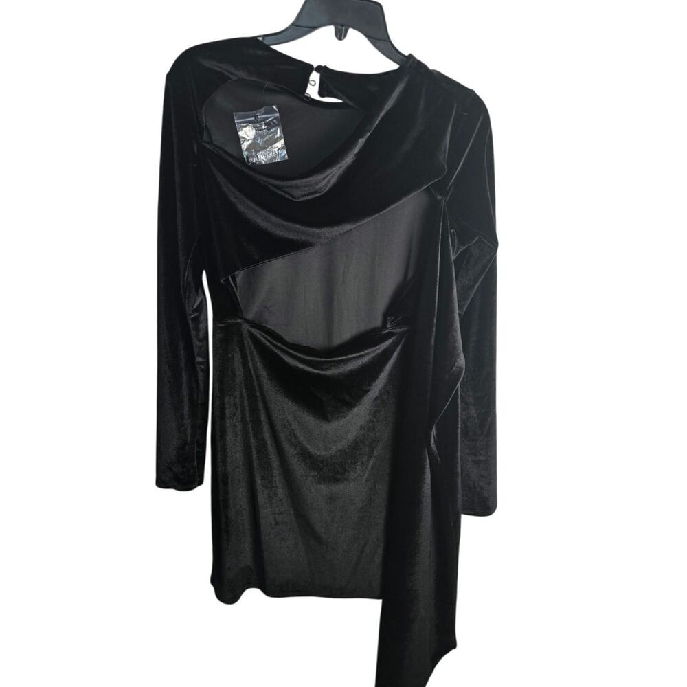 Topshop Knot Wrap Velvet Open Back Mini Dress In Black Size 4-6 NWT - Picture 3 of 8
